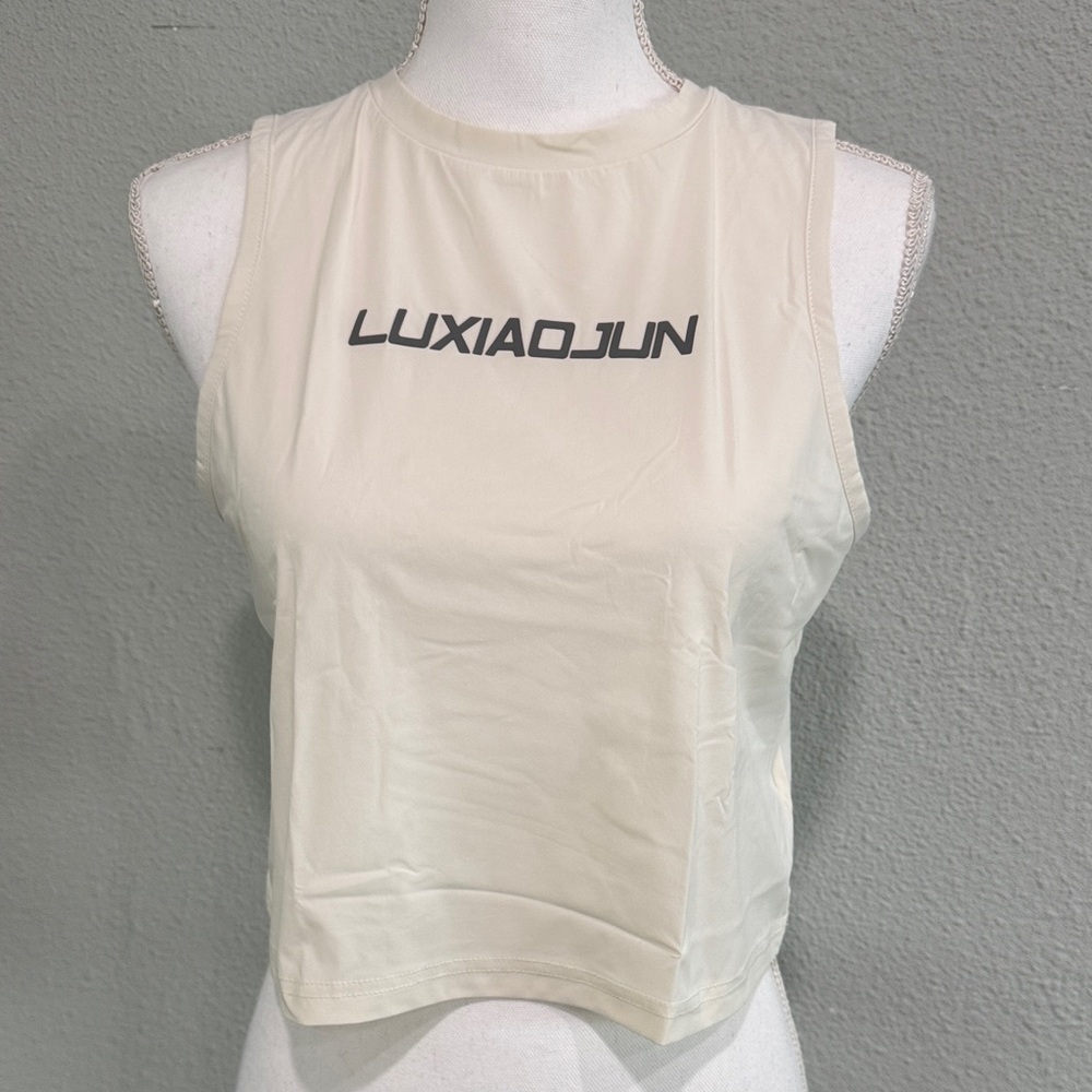 Cream Cropped Muscle Tank